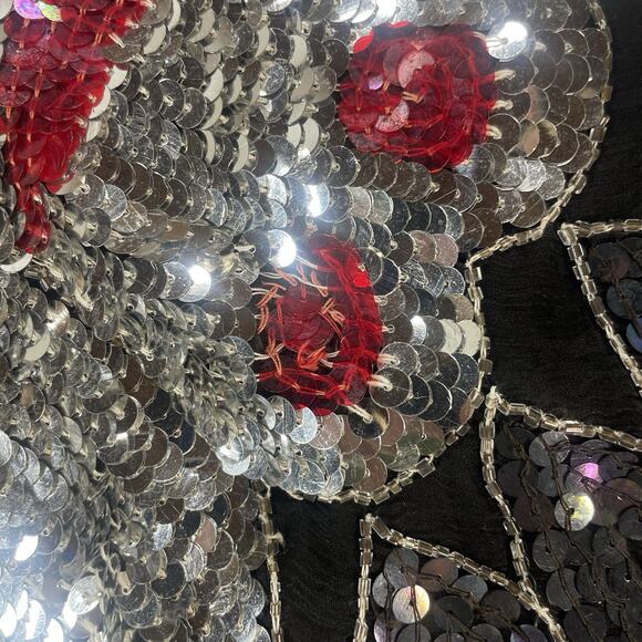 VTG SHE Sequin Beaded Butterfly Top Womens OS 70's Disco Retro Glam Silk Rayon - Picture 5 of 14